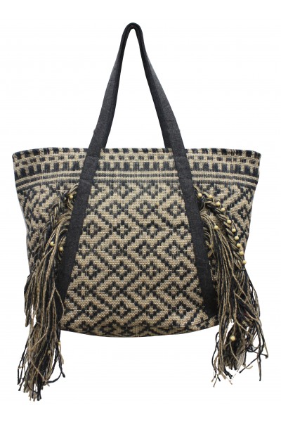 Fringed jacqaurd bag